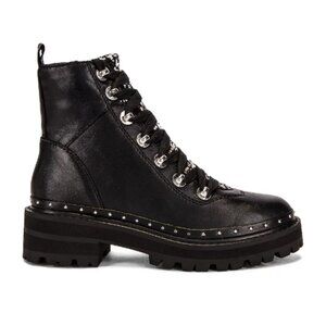 NWOT Steve Madden Rainier Combat Boots 6.5 M Black Leather Lug Sole Punk Goth